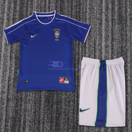 Camiseta Brasil 1998 2ª Equipación Retro Niño Kit