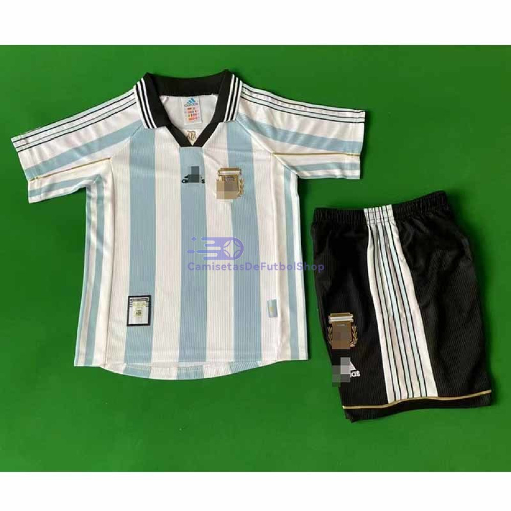 Camiseta Argentina 1998 1ª Equipación Retro Niño Kit