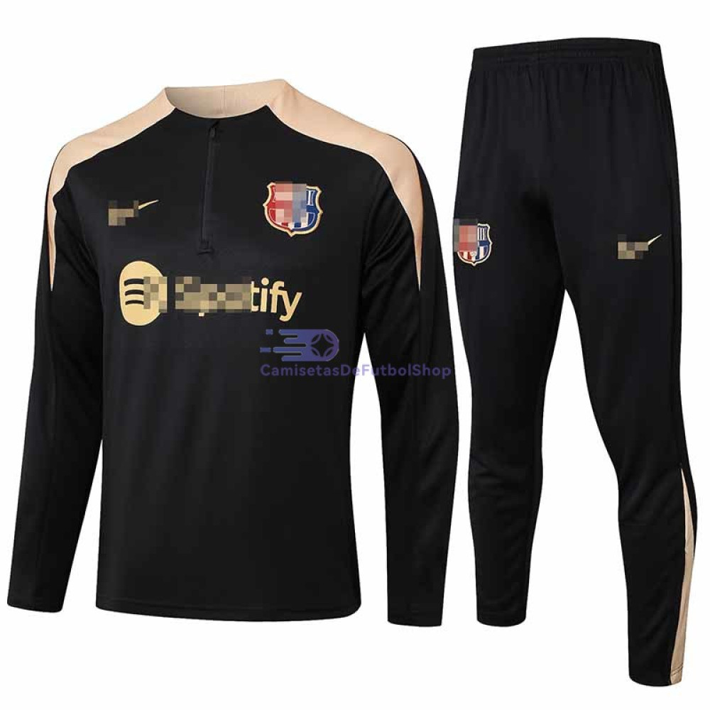 Sudadera De Entrenamiento Barcelona Negro/Amarillo 2024/2025 Kit