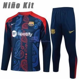Sudadera De Entrenamiento Barcelona Azul Marino/Rojo 2024/2025 Niño Kit