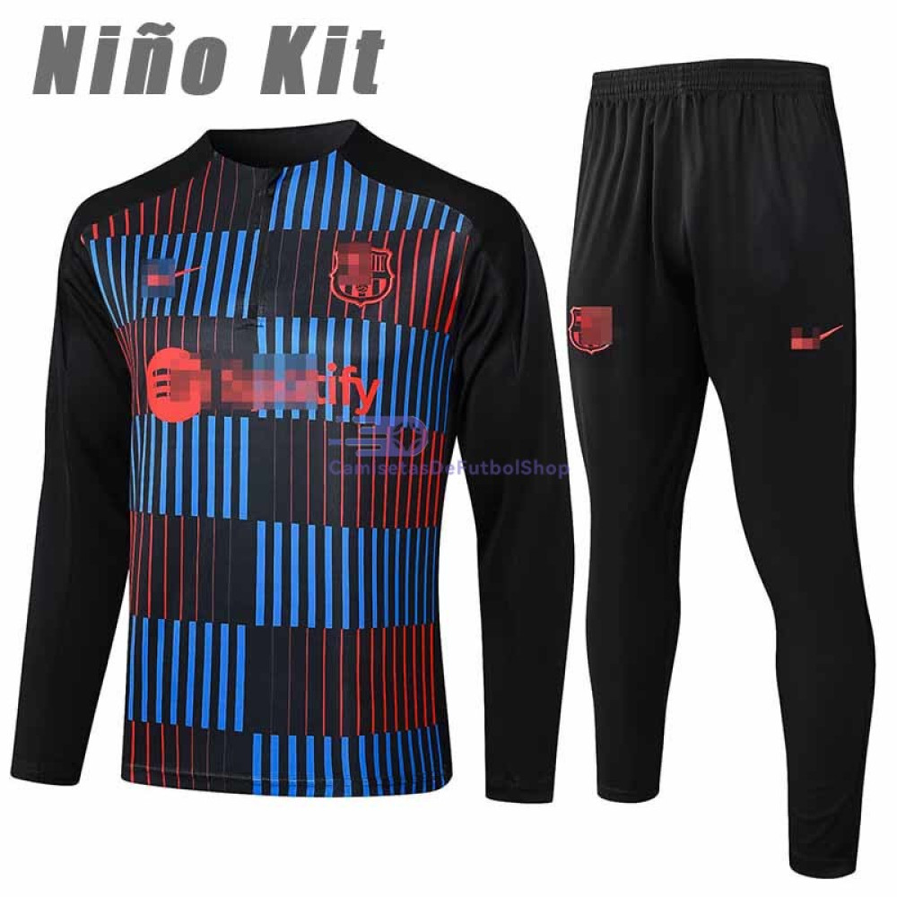 Sudadera De Entrenamiento Barcelona Negro/Azul 2024/2025 Niño Kit