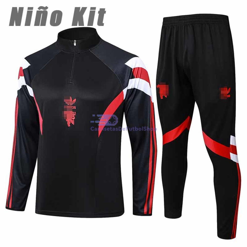 Sudadera de Entrenamiento Manchester United Negro/Rojo/Blanco 2024/2025 Niño Kit