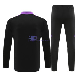 Sudadera de Entrenamiento Real Madrid Negro/Morado 2024/2025 Niño Kit