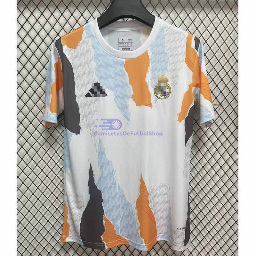 Camiseta Real Madrid 2024/2025 Blanco/Naranja/Gris Pre-Match