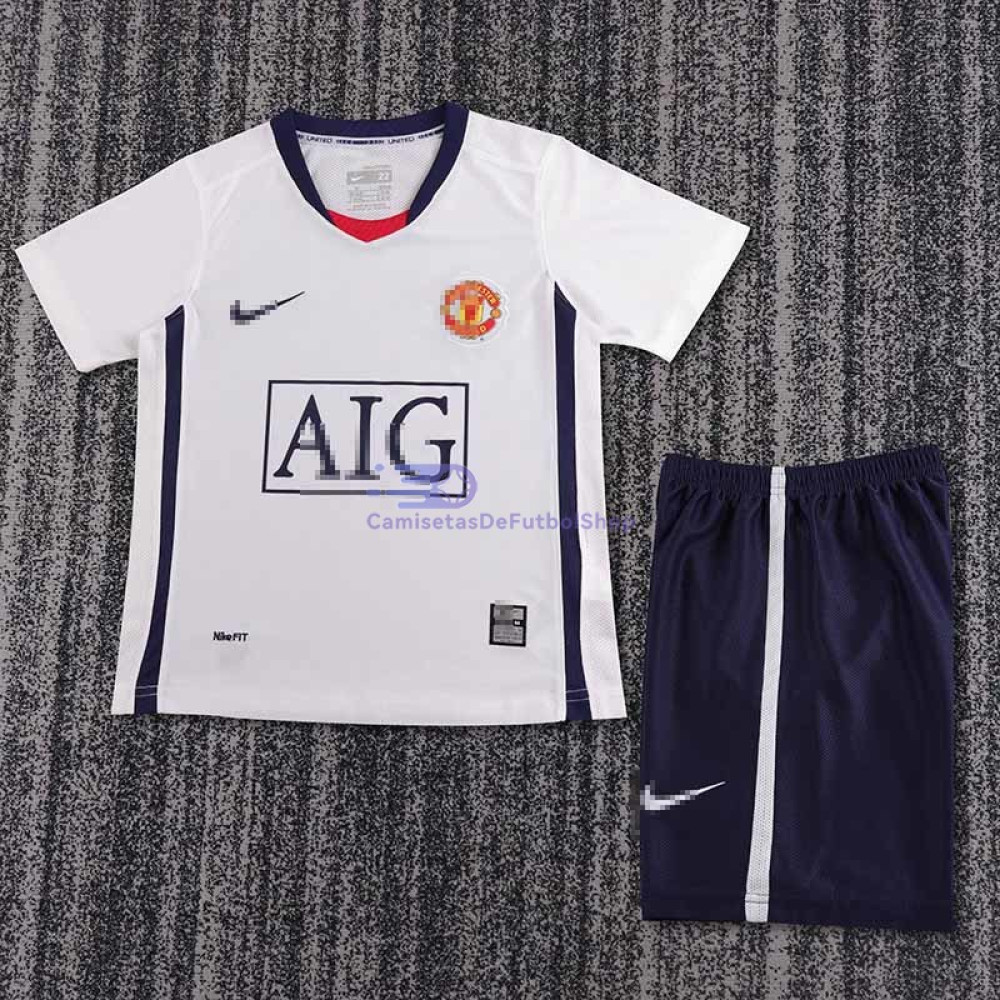 Camiseta Manchester United 2008/09 2ª Equipación Retro Niño Kit