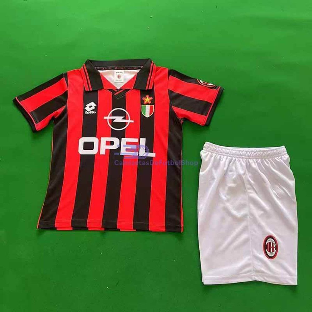 Camiseta AC Milan 96/97 1ª Equipación Retro Niño Kit