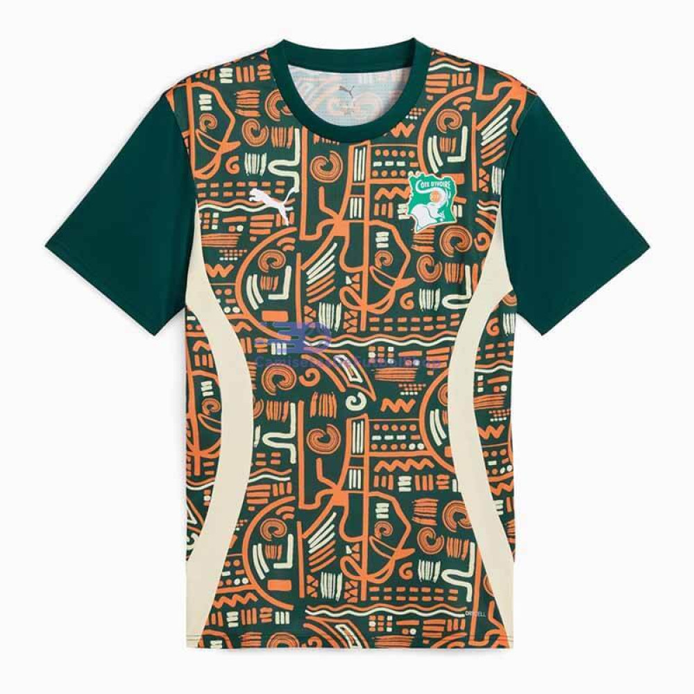 Camiseta Costa de Marfl 2025 Verde/Naranja Pre-Match