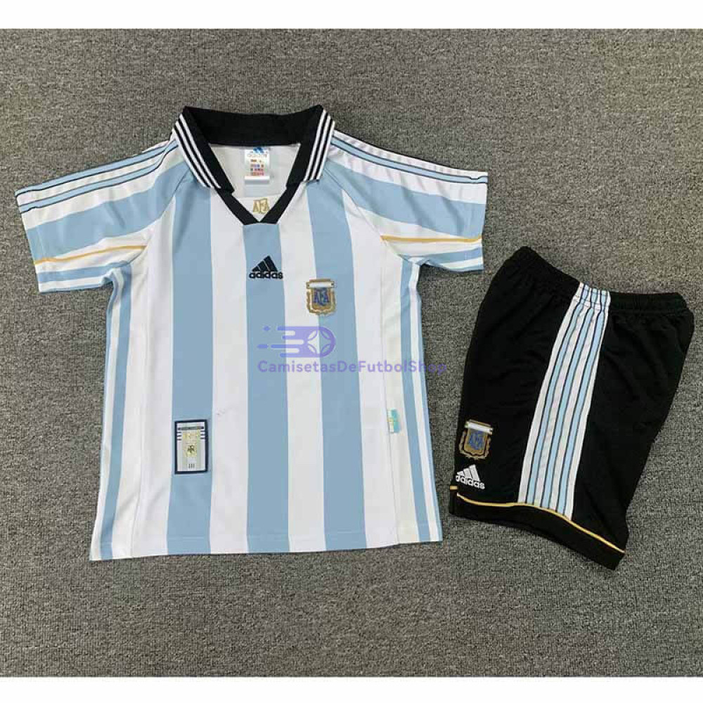 Camiseta Argentina 1998 1ª Equipación Retro Niño Kit