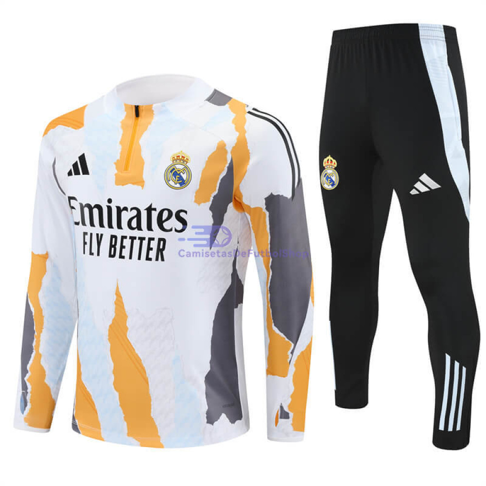 Sudadera De Entrenamiento Real Madrid Blanco/Naranja/Gris 2024/2025 Kit