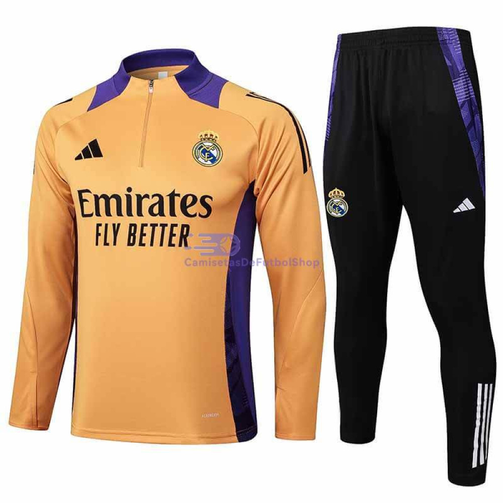 Sudadera De Entrenamiento Real Madrid 2024/2025 Naranja/Morado Kit