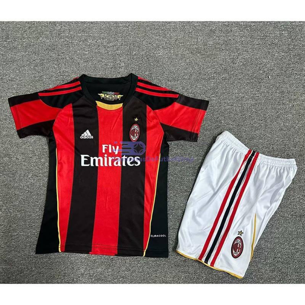 Camiseta AC Milan 2010/11 1ª Equipación Retro Niño Kit