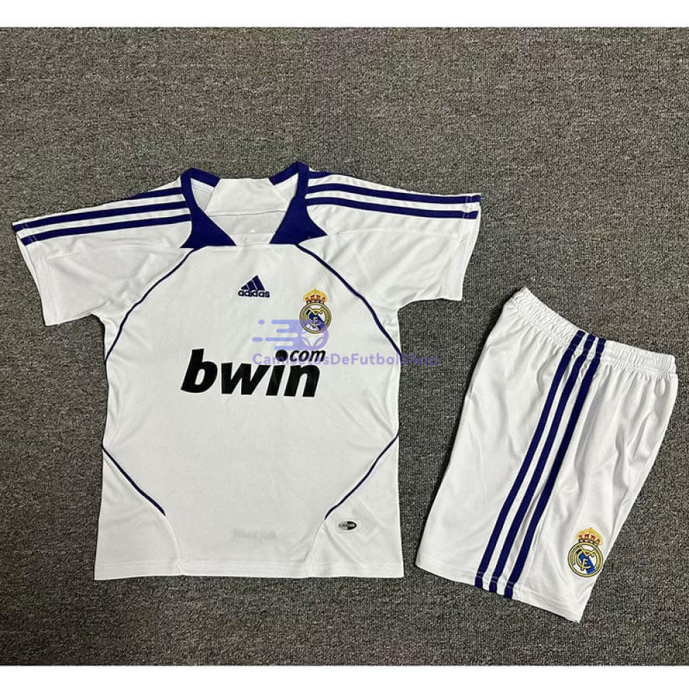 Camiseta Real Madrid 2007/08 1ª Equipación Retro Niño Kit