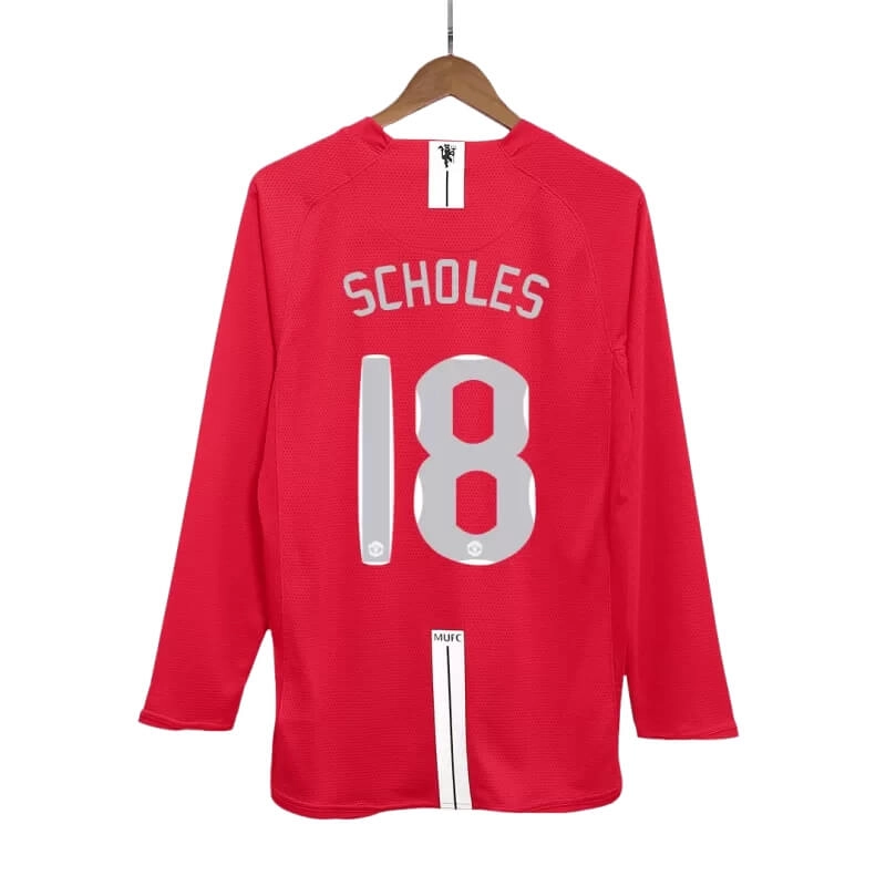 Camiseta SCHOLES 18 Manchester United 2007/08 1ª Equipación Retro ML