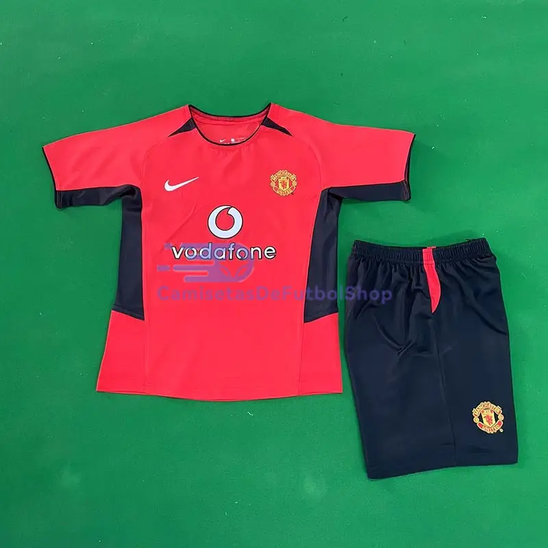 Camiseta Manchester United 2002/04 1ª Equipación Retro Niño Kit