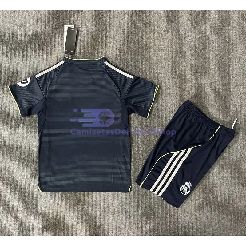 Camiseta Real Madrid 2025/2026 2ª Equipación Azul Marino Niño Kit con Parche HP