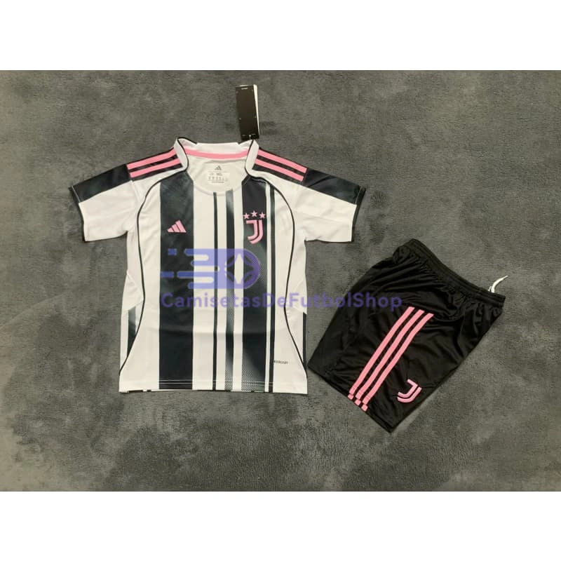 Camiseta Juventus 2025/2026 1ª Equipación Negro/Blanco Niño Kit 