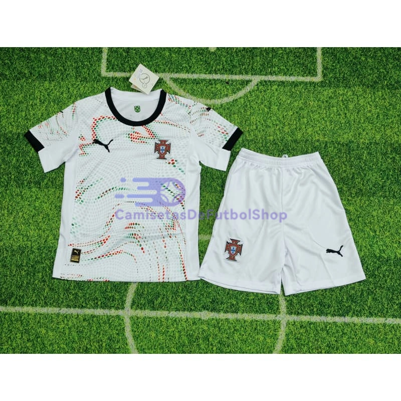Camiseta Portugal 2025 2ª Equipación Niño Kit Blanco