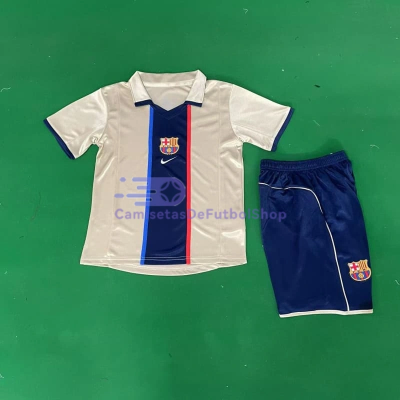 Camiseta Barcelona 2001/02 2ª Equipación Retro Niño Kit