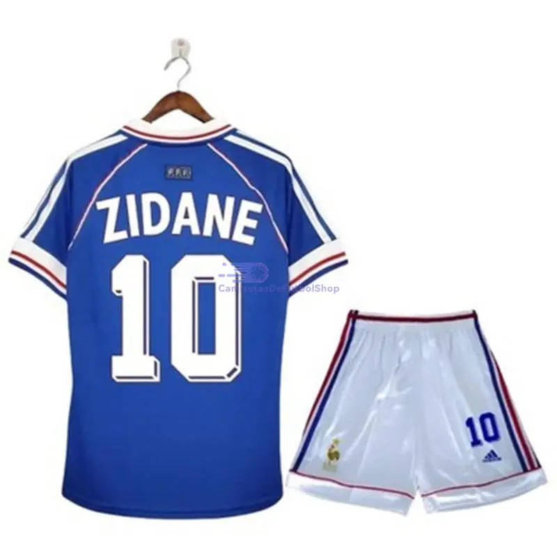Camiseta ZIDANE 10 Francia 1998 1ª Equipación Retro Niño Kit