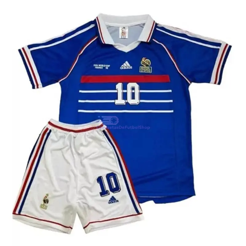 Camiseta ZIDANE 10 Francia 1998 1ª Equipación Retro Niño Kit