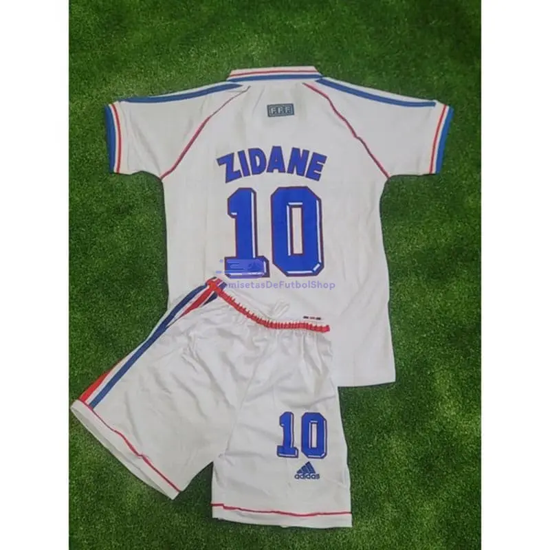 Camiseta ZIDANE 10 Francia 1998 2ª Equipación Retro Niño Kit
