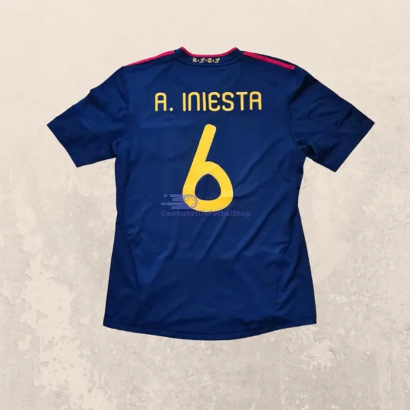 Camiseta A.INIESTA 6 España 2010 2ª Equipación Retro