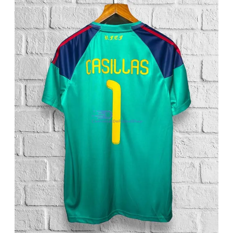 Camiseta De Portero CASILLAS 1 España 2010 Verde Retro