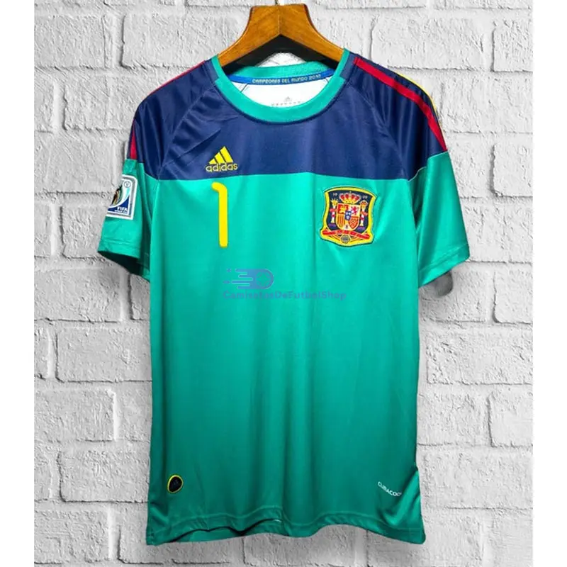 Camiseta De Portero CASILLAS 1 España 2010 Verde Retro