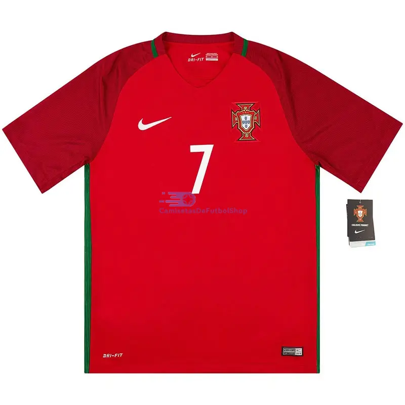 Camiseta RONALDO 7 Portugal 2016 1ª Equipación Retro