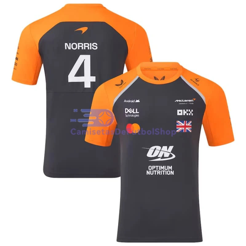 Camiseta McLaren F1 Negro/Naranja 2025 Lando Norris #4