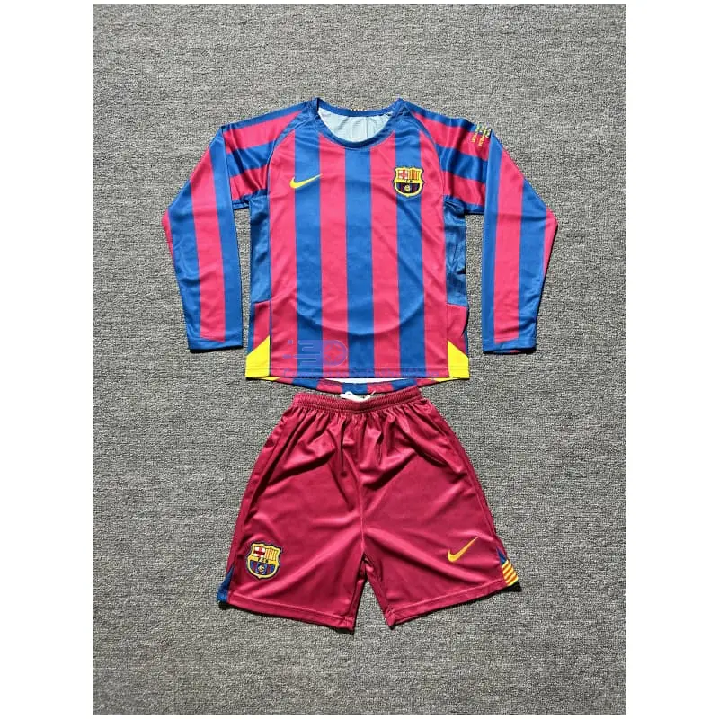 Camiseta Barcelona 2005/06 1ª Equipación Retro Niño Kit ML