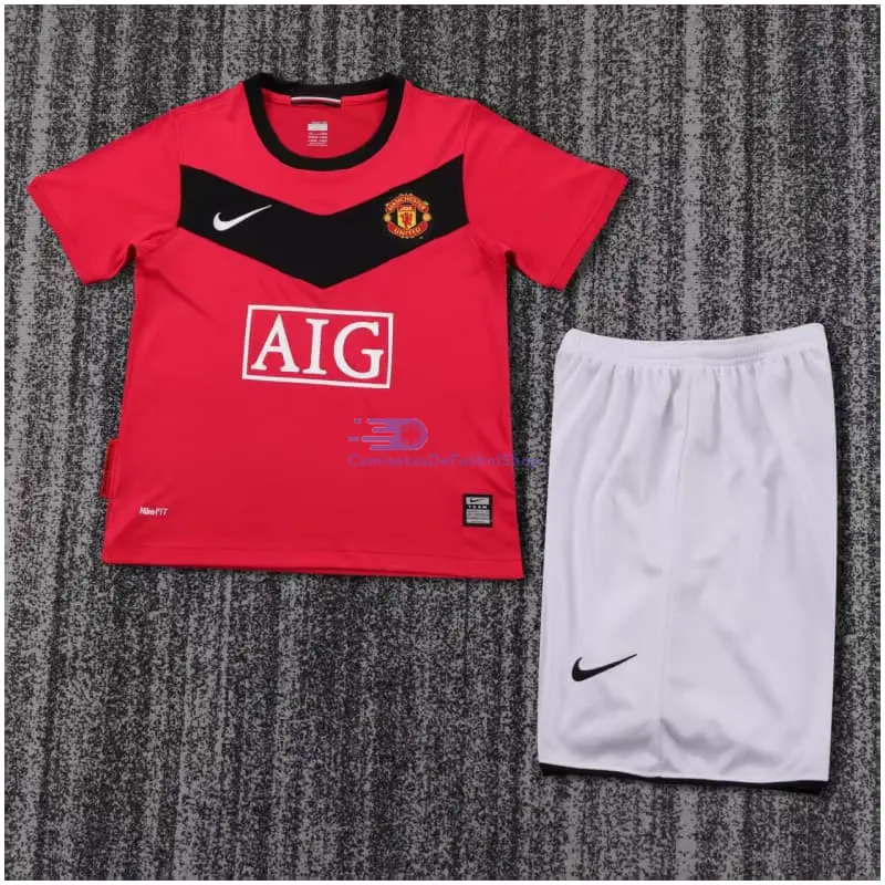 Camiseta Manchester United 2009/10 1ª Equipación Retro Niño Kit