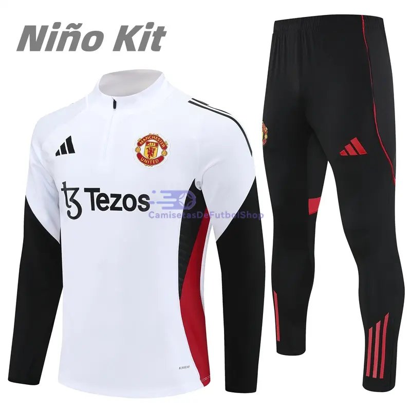 Sudadera De Entrenamiento Manchester United Blanco 2025/2026 Niño Kit