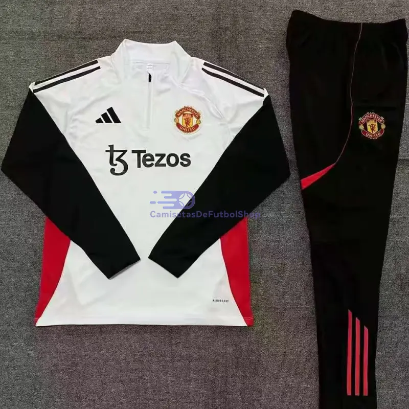 Sudadera De Entrenamiento Manchester United Blanco 2025/2026 Niño Kit