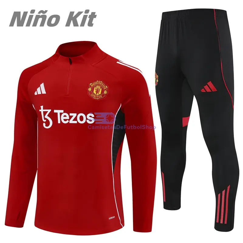 Sudadera De Entrenamiento Manchester United Rojo 2025/2026 Niño Kit