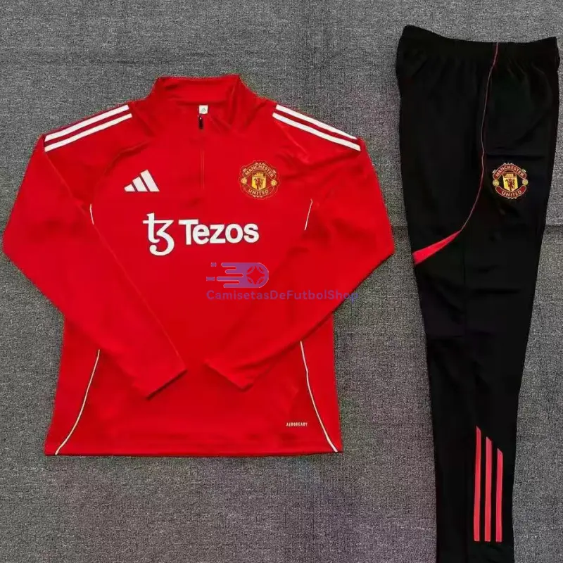 Sudadera De Entrenamiento Manchester United Rojo 2025/2026 Niño Kit