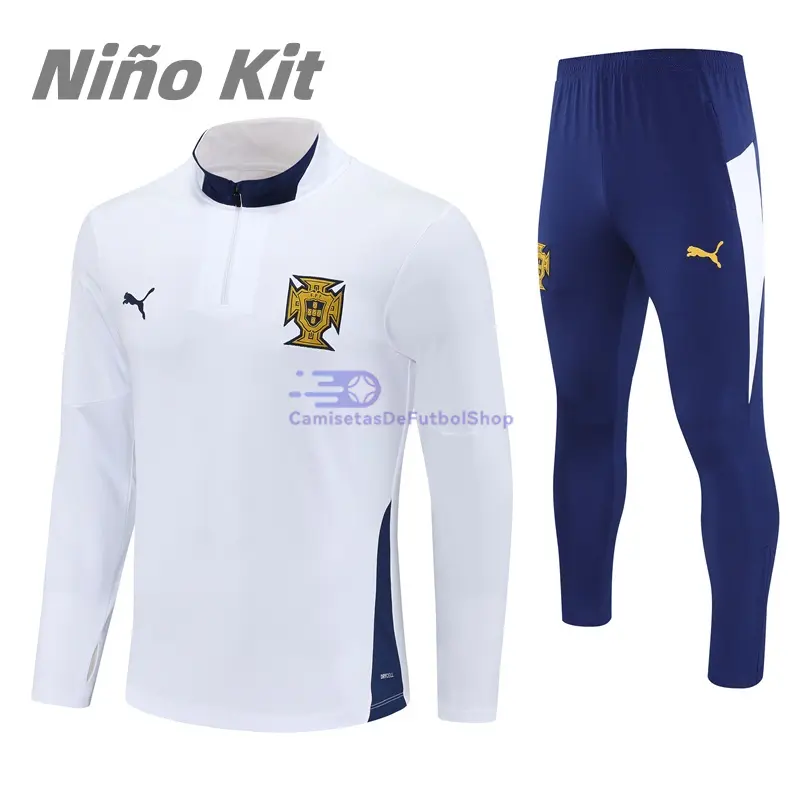 Sudadera De Entrenamiento Portugal Blanco 2025/2026 Niño Kit