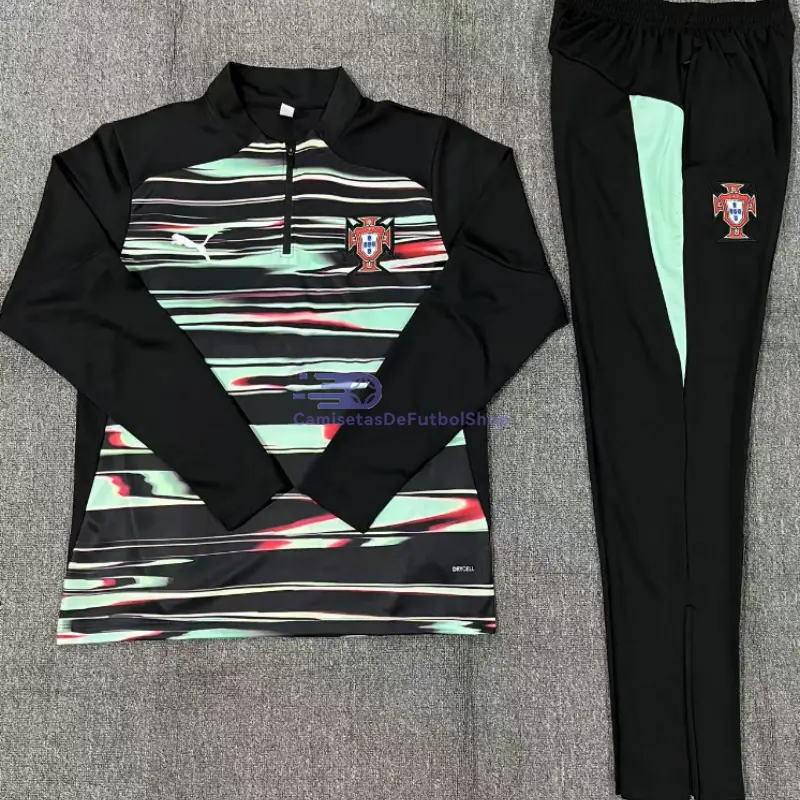 Sudadera De Entrenamiento Portugal Verde/Negro 2025/2026 Niño Kit