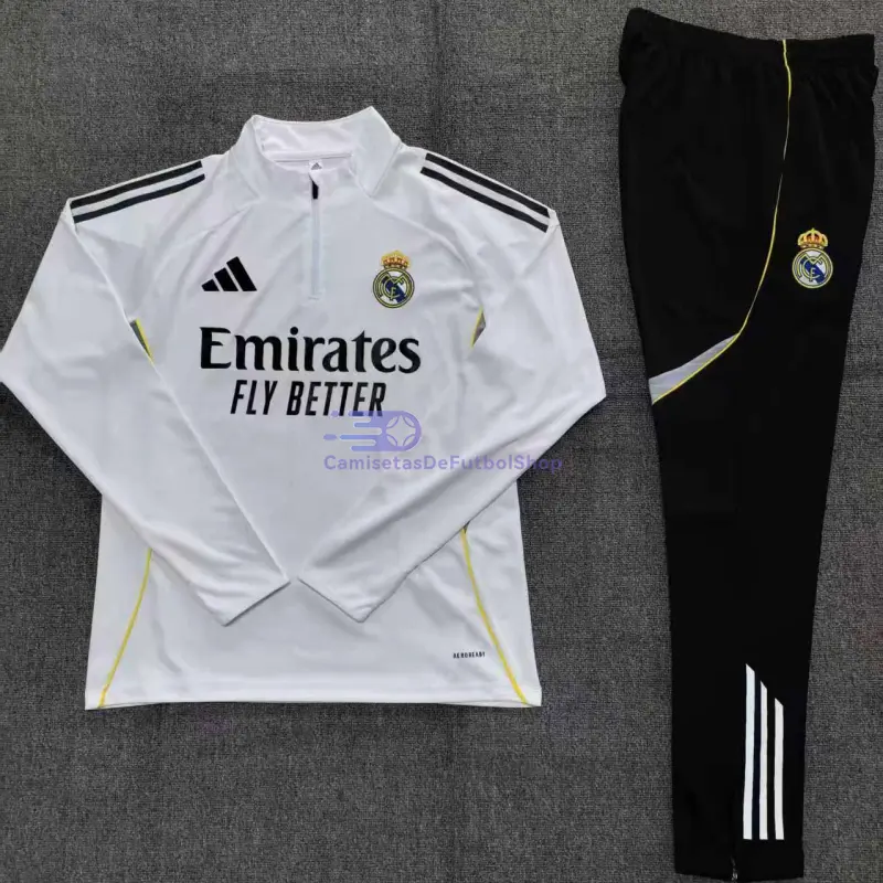 Sudadera De Entrenamiento Real Madrid Blanco 2025/2026 Niño Kit