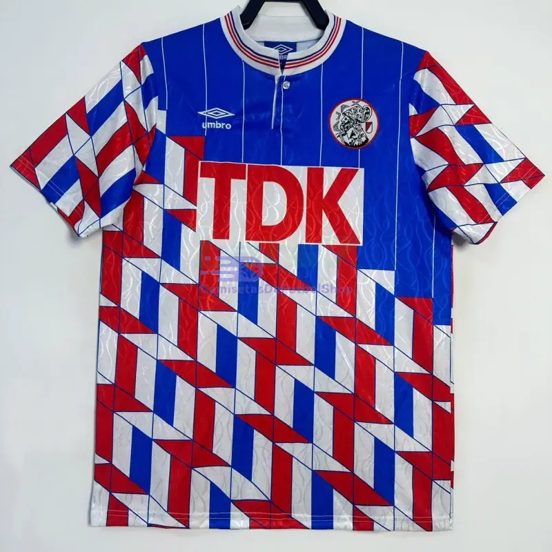 Camiseta Ajax 1989/90 2ª Equipación Retro Azul/Rojo