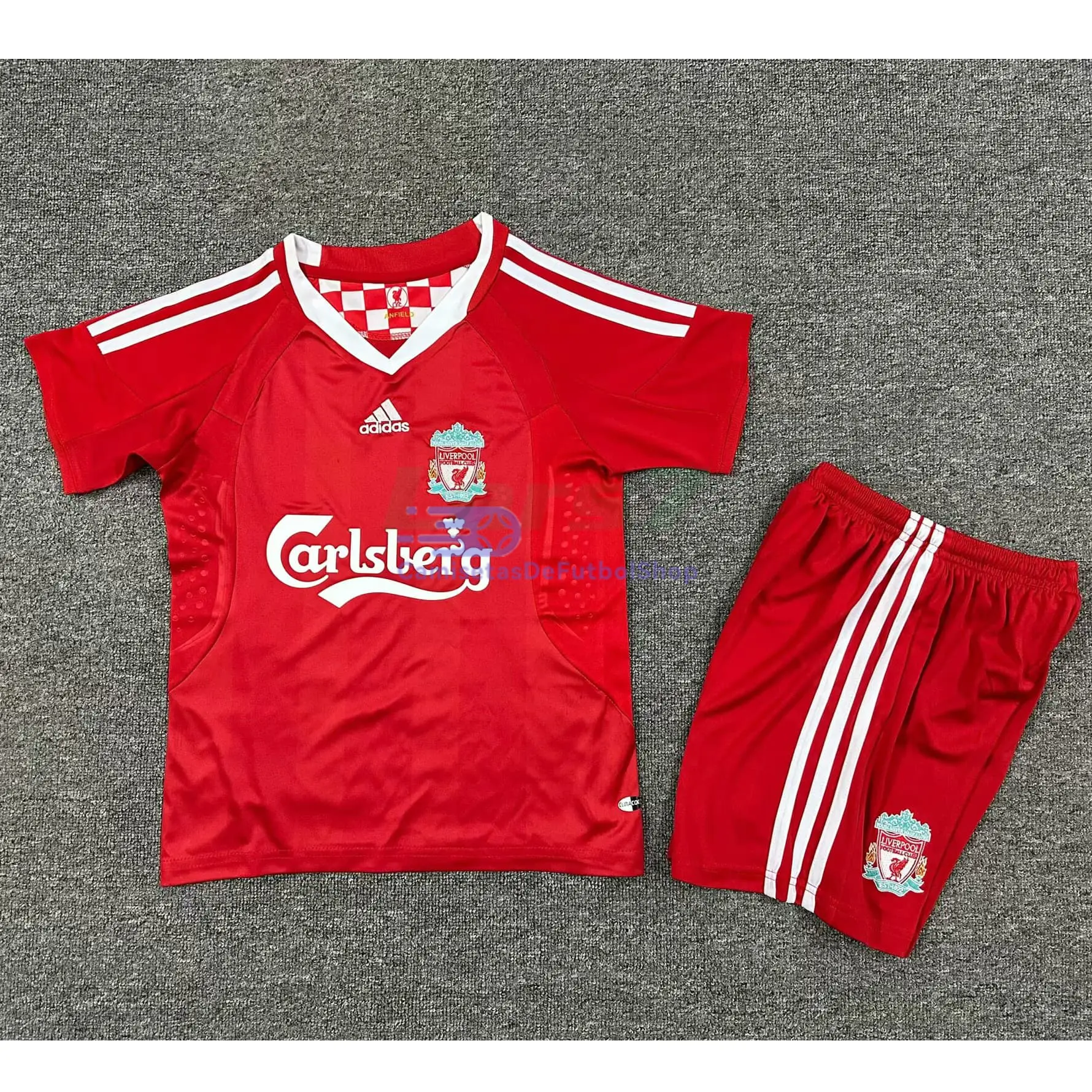 Camiseta Liverpool 2008/10 1ª Equipación Retro Rojo Niño Kit