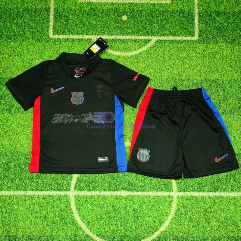 Camiseta Barcelona x Travis Scott 2024/2025 2ª Equipación Niño Kit