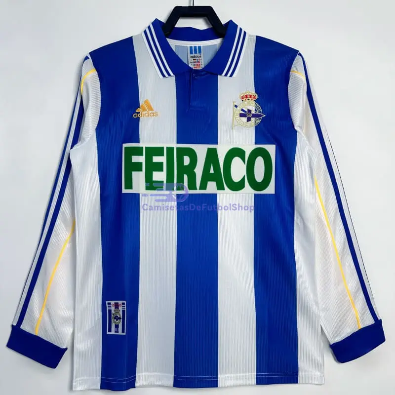 Camiseta Deportivo de La Coruña 1999/00 1ª Equipación Retro ML Azul/Blanco