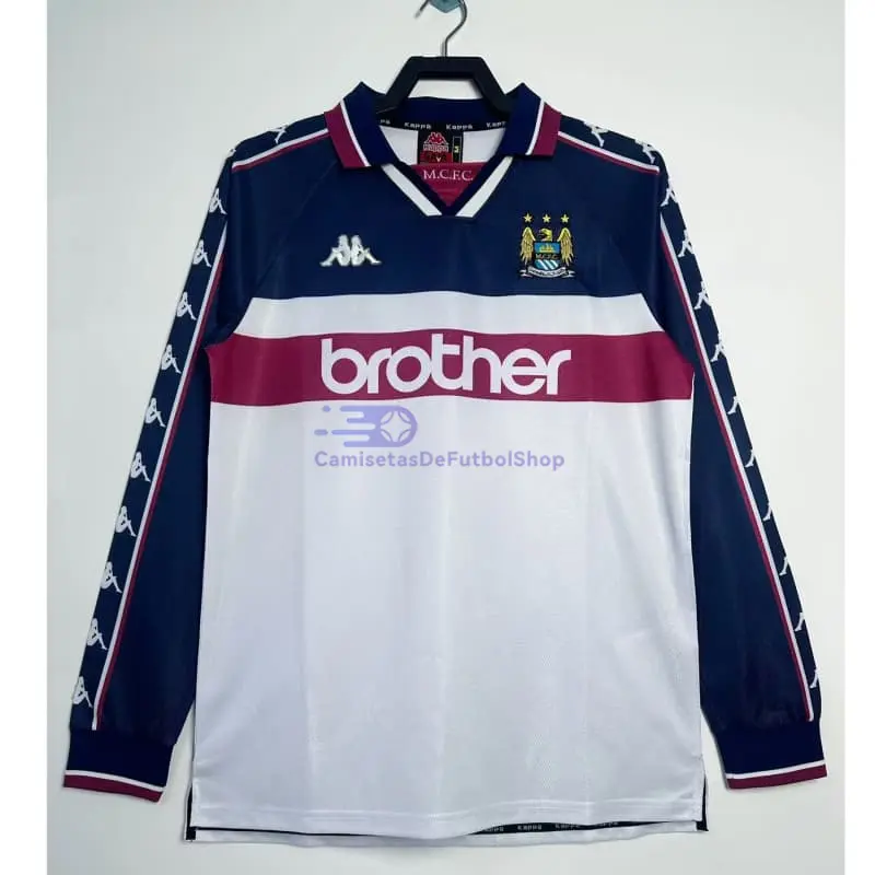 Camiseta Manchester City 1997/98 2ª Equipación Retro ML Blanco