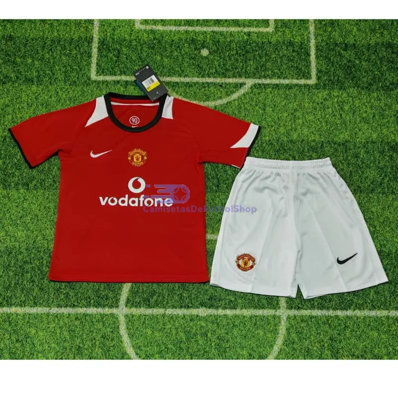 Camiseta Manchester United 2005/06 1ª Equipación Retro Niño Kit Rojo 