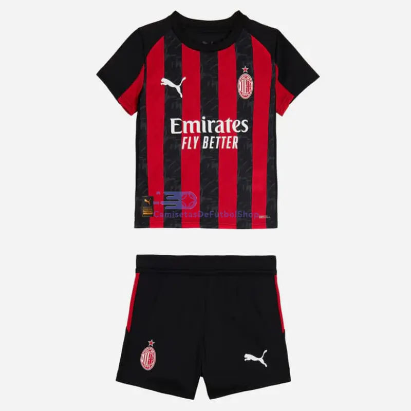 Camiseta AC Milan 2025/2026 1ª Equipación Rojo/Negro Niño Kit