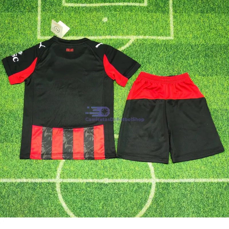 Camiseta AC Milan 2025/2026 1ª Equipación Rojo/Negro Niño Kit