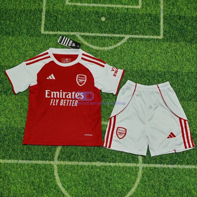 Camiseta Arsenal 2025/2026 1ª Equipación Rojo/Blanco Niño Kit