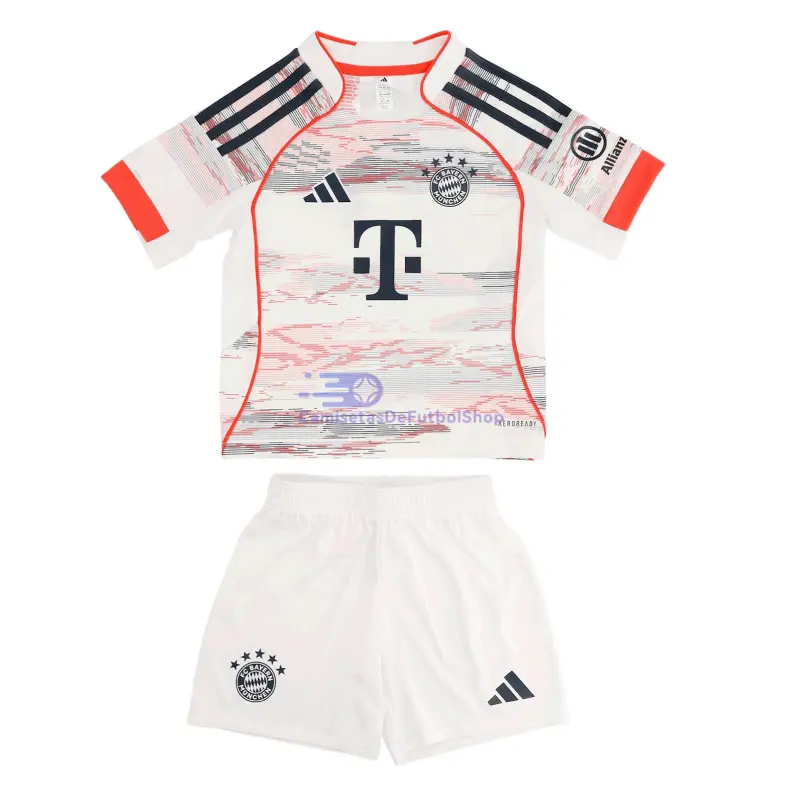 Camiseta Bayern Múnich 2025/2026 2ª Equipación Blanco Niño Kit