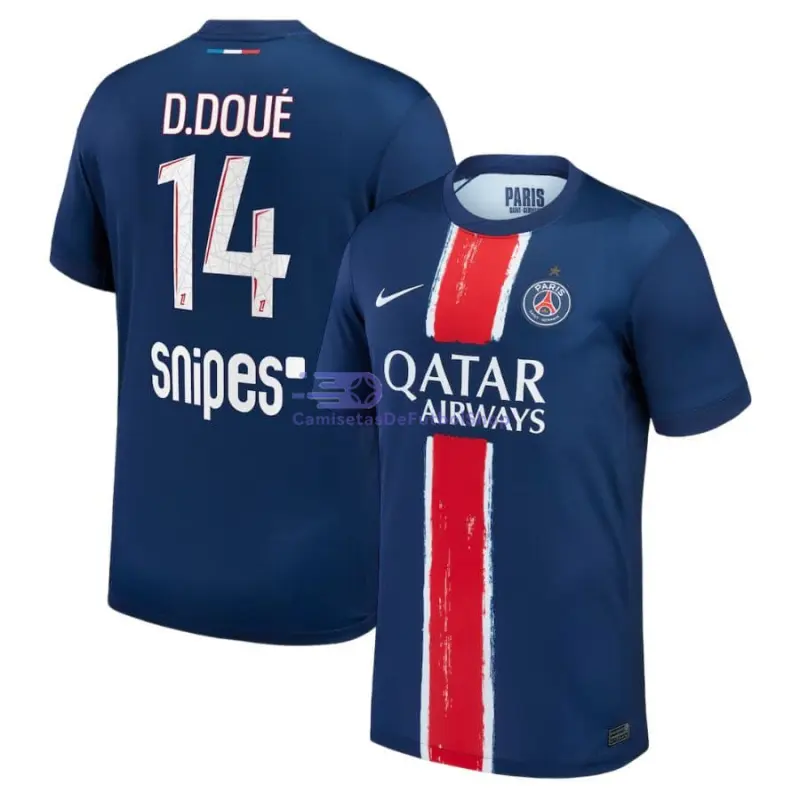 Camiseta D.Doué 14 PSG 2024/2025 1ª Equipación campeón de la UCL Azul